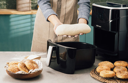 FRYTOWNICA 7L BEZTŁUSZCZOWA FUNKCJA PARY DELIMANO AIR FRYER STEAM CZARNA