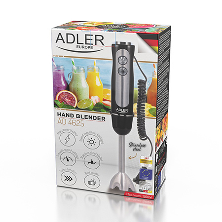 BLENDER RĘCZNY 1500W TURBO  5 PRĘDKOŚCI STAL ADLER | AD4625 adler-europe