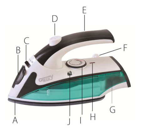 ŻELAZKO TURYSTYCZNE SKŁADANA RĄCZKA 1500W PAROWE CAMRY CR5024