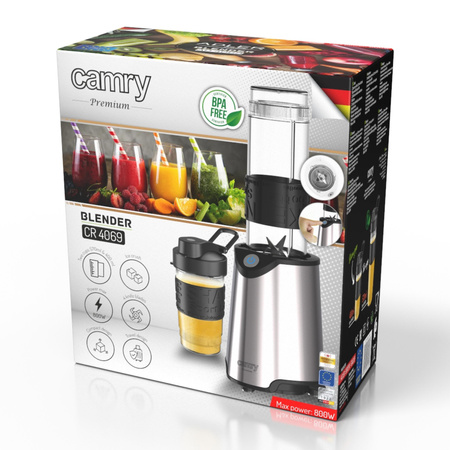 BLENDER KIELICHOWY DO SMOOTHIE OSOBISTY PERSONALNY KRUSZY LÓD 800W 4 OSTRZA BPA FREE 570ml 400ml CAMRY | CR4069I