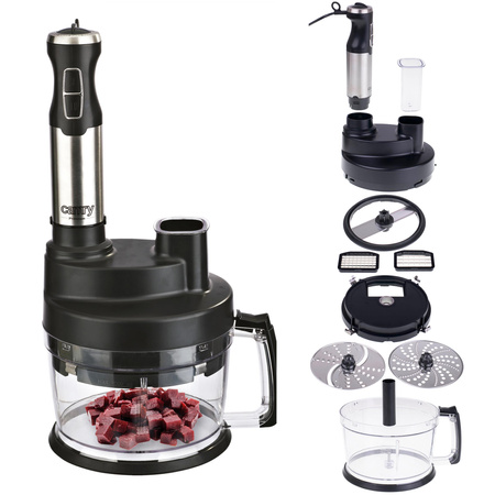 BLENDER RĘCZNY WIELOFUNKCYJNY MALAKSER 1600W 2 TARCZE TRZEPACZKA ROZDRABNIACZ MIKSER ROBOT 1600W CAMRY | CR4623