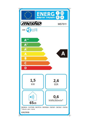 KLIMATYZATOR PRZENOŚNY MESKO 5000BTU/1,5kW KLIMATOR KLIMATYZACJA PRZENOŚNA | MS7911 adler-europe 6096401012005