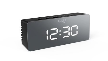 BUDZIK ZEGAR ALARM GODZINA TEMPERATURA ADLER AD1189b | Black