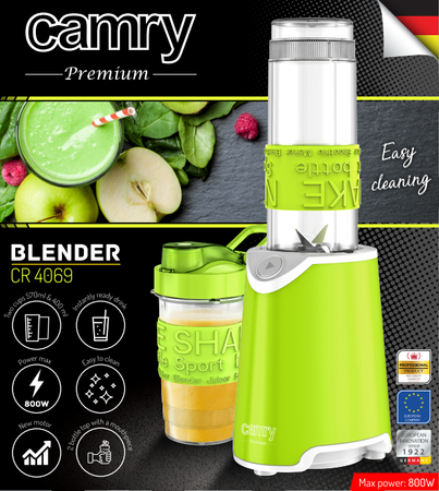 BLENDER DO SMOOTHIE OSOBISTY PERSONALNY KIELICHOWY KRUSZY LÓD 800W 4 OSTRZA BPA FREE 570ml 400ml CAMRY | CR4069