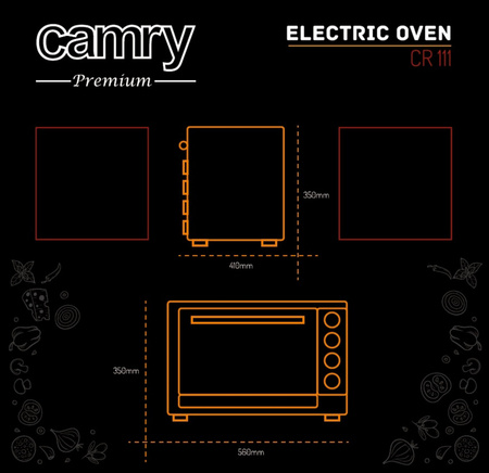 PIEKARNIK ELEKTRYCZNY 45L 2000W TERMOOBIEG ROŻEN CAMRY | CR111