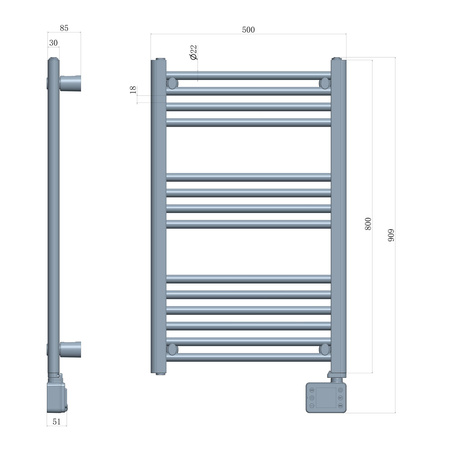 Grzejnik łazienkowy elektryczny, Drabinka, Dotykowy panel sterowania LED, 2 tryby grzania, Płynna regulacja temperatury ADLER | AD7824