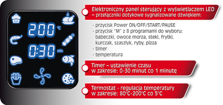 FRYTOWNICA BEZTŁUSZCZOWA 1500W CZARNA MPM | MFR-06