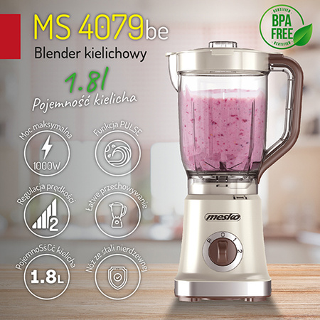 BLENDER KIELICHOWY DO KOKTAJLI 1,8L/1000W MESKO | MS4079be