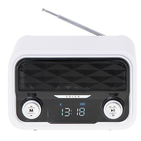 RADIO PRZENOŚNE BLUETOOTH FM/MP3/SD/USB RETRO ADLER | AD1185