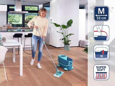 Mop obrotowy płaski z kółkami Leifheit Clean Twist Ergo M 52121 - Profesjonalna Skuteczność Czyszczenia w Zasięgu Twoich Rąk! | 52121/52122/41415