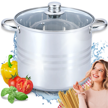 DUŻY GARNEK Z POKRYWĄ 15,5L WYSOKI INDUKCJA GAZ GASTRONOMICZNY STAL NIERDZEWNA EDENBERG | EB-547